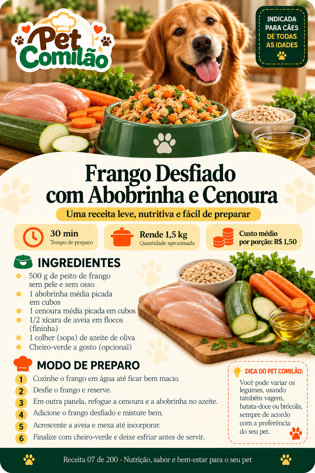 Frango Desfiado com Abobrinha e Cenoura