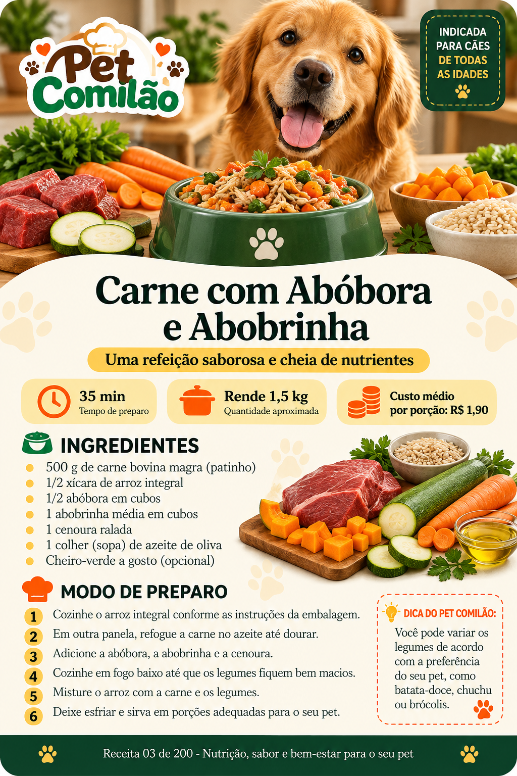 Carne com Abóbora e Abobrinha
