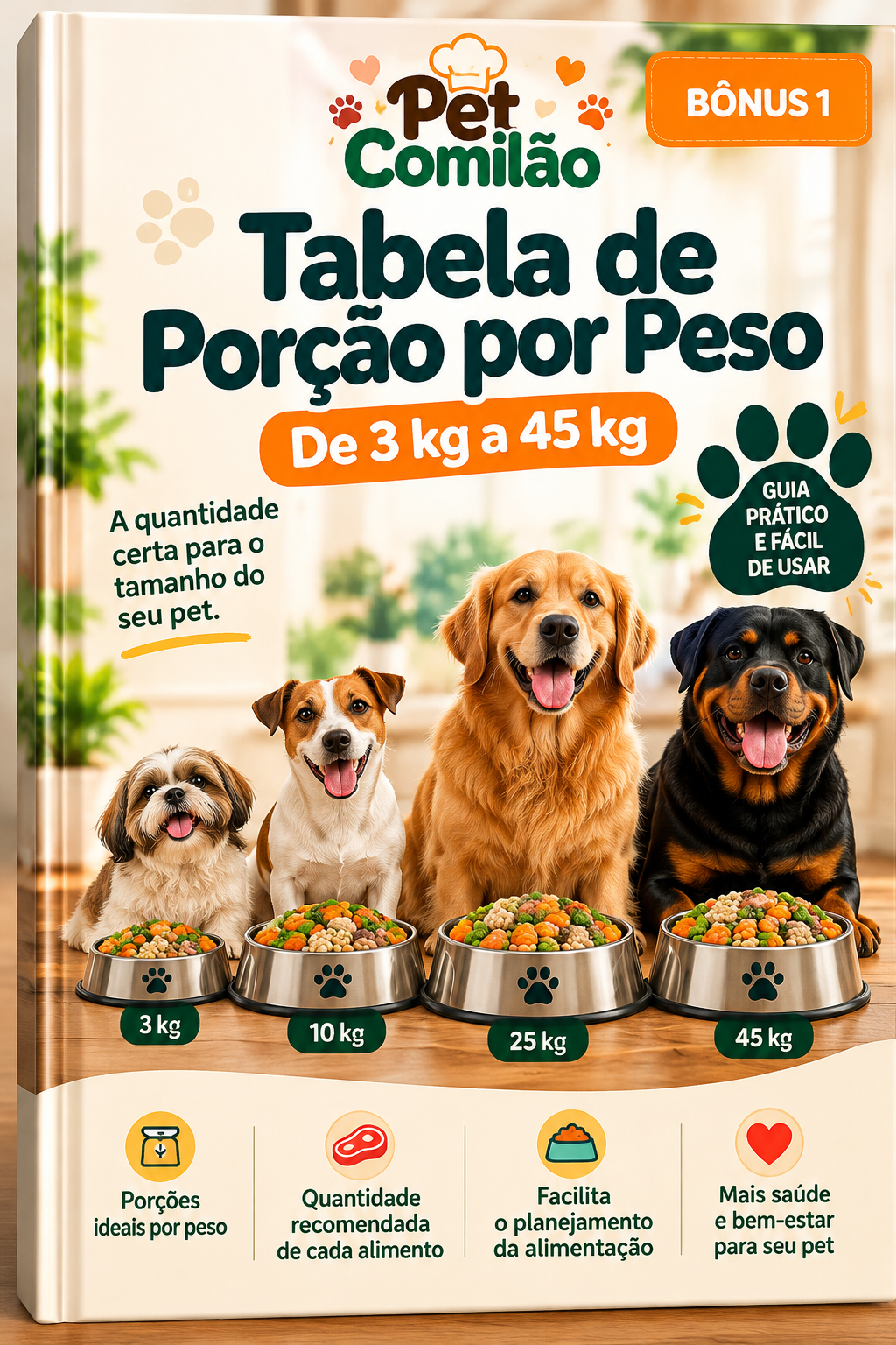 Capa do bônus 1: Tabela de Porção por Peso (3 a 45 kg)